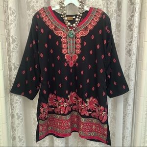 STYLISH CHAKRA * Black Ethnic Boho Mini Dress Tunic